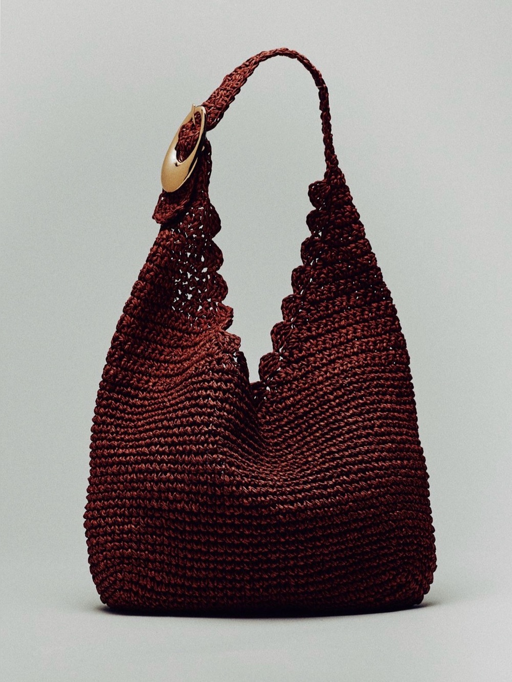 Anthropologie Love Knot Raffia Buckle Slouchy Bag